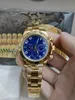 Com Box Luxury Automático 2813 Movimento mecânico Assista Gold Blue Dial Watches Men 116508 116528 Cronógrafo Mens Wristwatches 2023