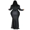 Women Sexy Plus Size Dresses Long Sleeve V Neck Ruched Party Evening Bodycon Maxi Dress