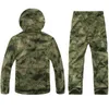 Outdoor Jackets Hoodies Shark Skin Soft Shell Tactical Jackets Men Camouflage TAD Outdoor Waterproof Jacket Sets Male Military Hunting Thermal Clothes 0104