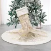 Decorazioni natalizie Bronzing Flower Branches Modello Gonne per alberi peluche/calza di Natale Gonna di lussuosa gonna di lusso super morbido per