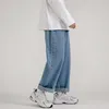 Męskie dżinsy męskie szerokie nogi dżinsowe spodni luźne proste workowate spodnie deskorolki m-2xl neutralne spodnie hip hop swobodny