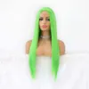 Perruques en dentelle chaudes cheveux longs raides couleur vert citron pour les femmes de la mode synthétique avec délié naturel 221216