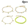 Anklets 4Pcs/Set Bohemian Style Anklet Star Decor Ankle Bracelet Chain Braided Rope Jewelry Accessories For Hawaii Beach Party