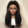 Hot Lace Wigs Kinky Straight 180% Density Black Yaki Front for Women with Baby Hair Synthetic Heat Temperature Glueless 221216