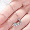 Pendant Necklaces Exquisite Star Moon Necklace Korean Fashion Blue Rhinestone Accessories Charming Women Party Jewelry