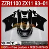 Körper für Kawasaki Ninja ZX-11 R ZZR-1100 ZX-11R ZZR1100 ZX 11 R 11R ZX11 R 1993 1994 1995 2000 2001 165NO.17 ZZR 1100 CC ZX11R 93 94 95 97 98 99 00 01 Fairing-Kit Matten schwarz