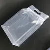 29x18 sac d'emballage debout à fermeture à glissière hautement transparente avec support de poignée en plastique fermeture à glissière sacs d'emballage pochettes