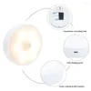 Luzes noturnas 4pcs Sensor de movimento Decoração sem fio Decoração Luz 6 Detector LED Parede Decorativa da lâmpada da lâmpada da sala de armário Iluminação