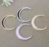 Pendant Necklaces 10pcs Fashion Metal Copper Enamel Crescent Paved Cubic Zirconia CZ For Jewelry Making