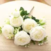 Fleurs décoratives 30cm Fleur Artificielle Soie Pivoine Bouquet Printemps Blanc Pour La Décoration De La Maison De Mariage De Noël Jardin Bureau Fête DIY Faux