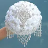 Decorative Flowers Luxury Rhinestone White Color Wedding Bridal Bridemaids Bouquet Size 18X25CM Bouquets Flower Accept Custom Made