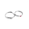 Anillos de boda 2 unids Amor Corazón Pareja Abierto para Mujeres Hombres Amante Negro Color Plata Compromiso Regalo de San Valentín 2023 Tendencia