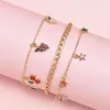 Enklets Boho Gold Color Cherry Grape Peach Radish Star Geometrische hanger Anklet Kralen Multi-lagered strand Handgemaakte sieraden