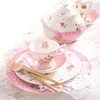 Assiettes Ensemble de théière en porcelaine, support à gâteau, petit déjeuner en céramique, Double assiette à Dessert, plateau de service, tasse à café nordique, Pot à sucre, vaisselle cadeau