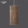 Ljuskronor Crystal Halo Smoke Pendant Lights Fixture Modern Vintage LED Rund pärlstav hängande sovrumsmatsalslampor LUSTER LUSTER