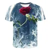 Herr t-skjortor kvinnor streetwear sommar 3d tulpan blommor t-shirt casual tryck växt tryck damer toppar