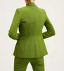 Pantalon deux pièces femme bureau dame vert femmes costumes Blazer ensemble élégant solide à manches longues haut droit lâche ensembles haut Streetwear Costume