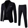 Herrenanzüge, Herren-Marken-Blazer, 3-teilig, weinrot, elegant, schmale Passform, Knopfleiste, Anzug, Weste, Party, Hochzeit, formelle Business-Casual-Terno