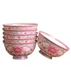 Tigelas tigela de cerâmica 4,5/6 polegadas esmalte rosa porcelana floral home Dinnerware el rice sopa recipiente de recipiente vintage utware de mesa