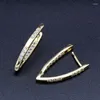 후프 귀걸이 독특한 디자인 한국 안티 러스트 골드 로듐 도금 CZ 포장 된 이중 측면 삼각형 귀이