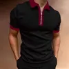 Erkek Polos Trendy Polo Gömlek Nefes Alabilir Erkekler Fermuar Dekorasyon Turn-down Yaka Genç Stil