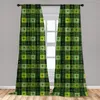 Gordijn Irish Window Curtains Patchwork Style St. Patrick's Day Themed Celtic Quilt Culturele geruite klavers met staafzak