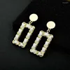 Boucles d'oreilles pendantes 2023 Simple corde en cuir géométrique Rectangle dames tempérament haut de gamme 925 aiguille en argent pour femmes