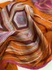 Foulard carré femme foulards 100% soie matière fine et douce motif pinte orange taille 130cm - 130cm