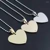 Pendant Necklaces 3Colors Rhinestone Dogtags Stainless Steel Love Heart Dog Tags Necklace Fashin Army Jewelry For Man DIY Logo