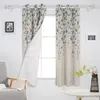 Curtain Blue Grey Flower Cotton Linen Modern Living Room Kitchen Window Curtains Home Bedroom Kids Decorative