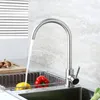 Kitchen Faucets Cold Water Mixer Sink Faucet Head Sprayer 304 Stainless Steel Single Hole Spout Tap Brushred 360 Rotate C1