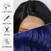 Parrucche per capelli blu zaffiro con radici nere Parrucche lunghe ricce laterali in pizzo Parrucche Ftontal per donne Afro Cosplay Resistente al calore Fabbrica diretta