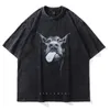 Men s T Shirts Men Gothic T Camisetas Hip Hop Streetwear Letter Dog Punk Tops Summer Summer Vintage Lavado de tamanho curto de tamanho curto T camisetas 230103