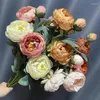 Dekorativa blommor Fake Silk Simulated Peony Branch El Mall Office Decoration Champagne White Flower Artificial Peonys Wedding Decor