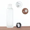 50 ml, 110 ml, 150 ml Glasflasche mit Kunststoff-Holzmaserungsdeckeln, Frostglas-Creme-Kosmetikbehälter, Pumpflaschen