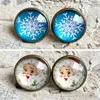 Stud Earrings Vintage Copper Color Round Dot Cabochon Glass Dome Christmas For Women Gifts Jewelry