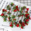 Decorative Flowers 2.3 Meter Artificial Silk Rose Vine Hanging Garland Flower For Wedding Home Decoration Fake Leaf Plants Ivy Wall Decor