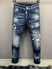 Men's Jeans 2023 Fashion Brand Men's Wash Worn Out Torn Paint Motorcycle 9868