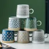 Mokken Retro Countryside Tea Time Classic Gizili Keramiek Koffiekopje Ontbijt Drinkware Gift Set Paar Voor Liefhebbers