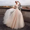 Vintage schep nek kant een lijn trouwjurk lange mouwen appliques illusie trouwjurken tull sweep trein vestidos de noiva mariage civiel