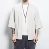 Ubranie etniczne męskie kurtki bawełniane koszulki Mężczyźni Chińskie streetwearu Kimono Płaszcz Cardigan plus rozmiar M-5xl 11006