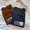 Boinas Moda Cubierta de cara completa Bufanda Gorro de felpa Gorros Gorro de punto Oso Oreja Máscara de esquí Ciclismo Sombrero a prueba de viento