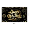 Party Decoration Happy 2023 Year Black Gold Bakgrund Tyg Po Booth Champagne Cheers Mönster Bakgrund Rekvisita