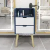 Ganchos, gabinete de peluquería Simple con 2 cajones grandes para tienda, espejo de belleza lateral, patas de madera maciza, soplador de aire, herramientas de almacenamiento 345R