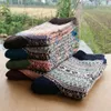 Herrstrumpor 5pairs män vintage randig totem vinter varm tonåring merino ull tjock termisk konst för manliga meias