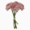 Flores decorativas 5 cabeças peony artificial dia dos namorados buquê de seda de seda Fake Diy Home Party Garden Balcony Faux