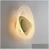 Muurlamp Moderne minimalistische glazen led SCONCE Creatieve studie Slaapkamer Bed verlichting Luxe Nordic Decor Aisle Woonkamer Licht Dro Dhkwu