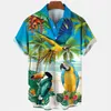 남자 캐주얼 셔츠 패션 하와이 남성 의류 해변 그래픽 3D 남성 짧은 슬리브 탑 여름 대형