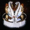Figurines décoratives exquis fait à la main cristal cygne Animal verre voiture ornement décor Couple avec Base maison cadeau de noël