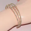 Bolegle Blijeery Fashion Gold Silver Pleated Rhinestone Open Cuff Bracelets for Women Crystal Multi-Wayer Wedding Jewelry